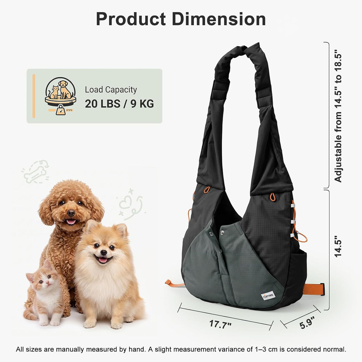 FURTIME Dog Sling Carrier, Puppy Sling for Small Dogs Up to 16 lbs