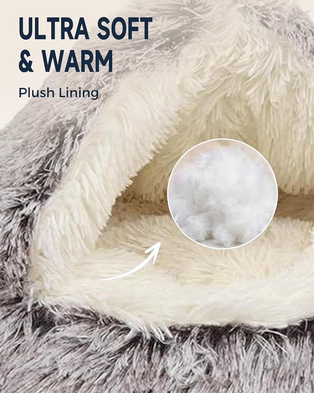 ShinHye Cat Bed Round Plush Fluffy Hooded Cat Bed Cave, Cozy for Indoor Cats or Small Dog beds, Soothing Pet Beds Doughnut Calm Anti-nxiety Dog Bed - Waterproof Bottom Washable, (23×23inch, Coffee)