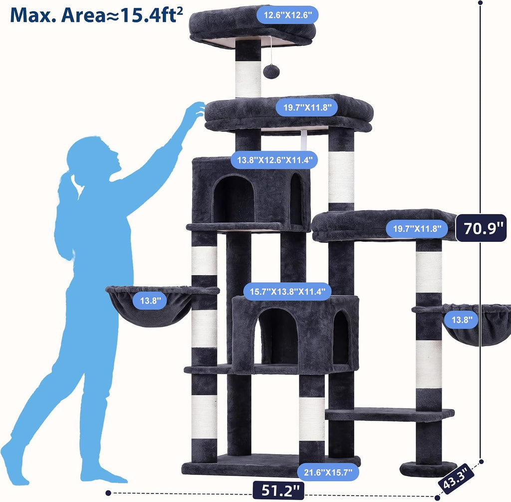 Hey-brother Cat Tree Tower with Stable Extended Base, 3 Platforms, MPJ038G