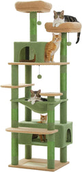 PAWZ Road 72" Cactus Cat Tree Tall Tower with Hammock&Condo for Large Cats