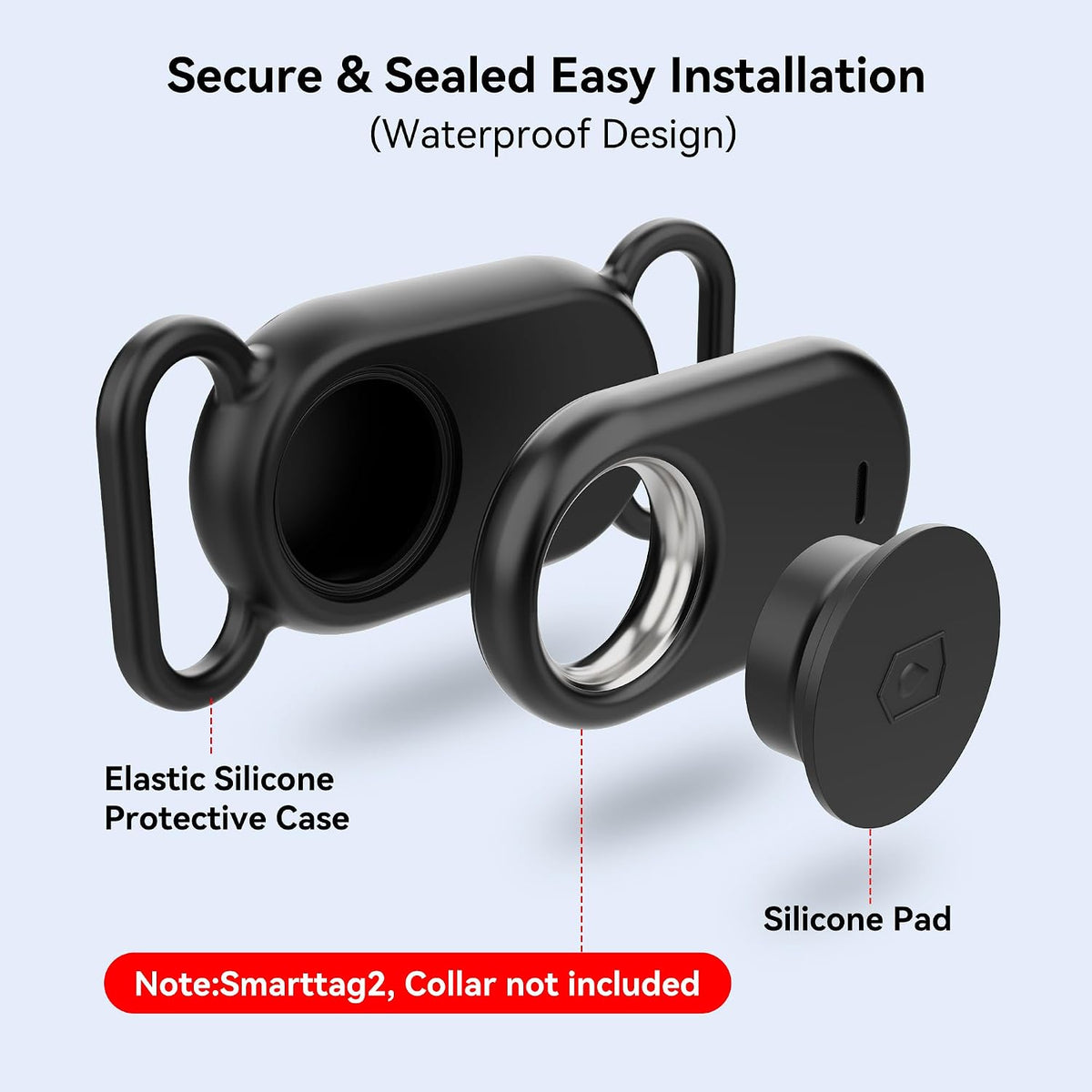 Dog Collar Holder for Galaxy Smart tag 2,Waterproof Silicone Case,2 Pack