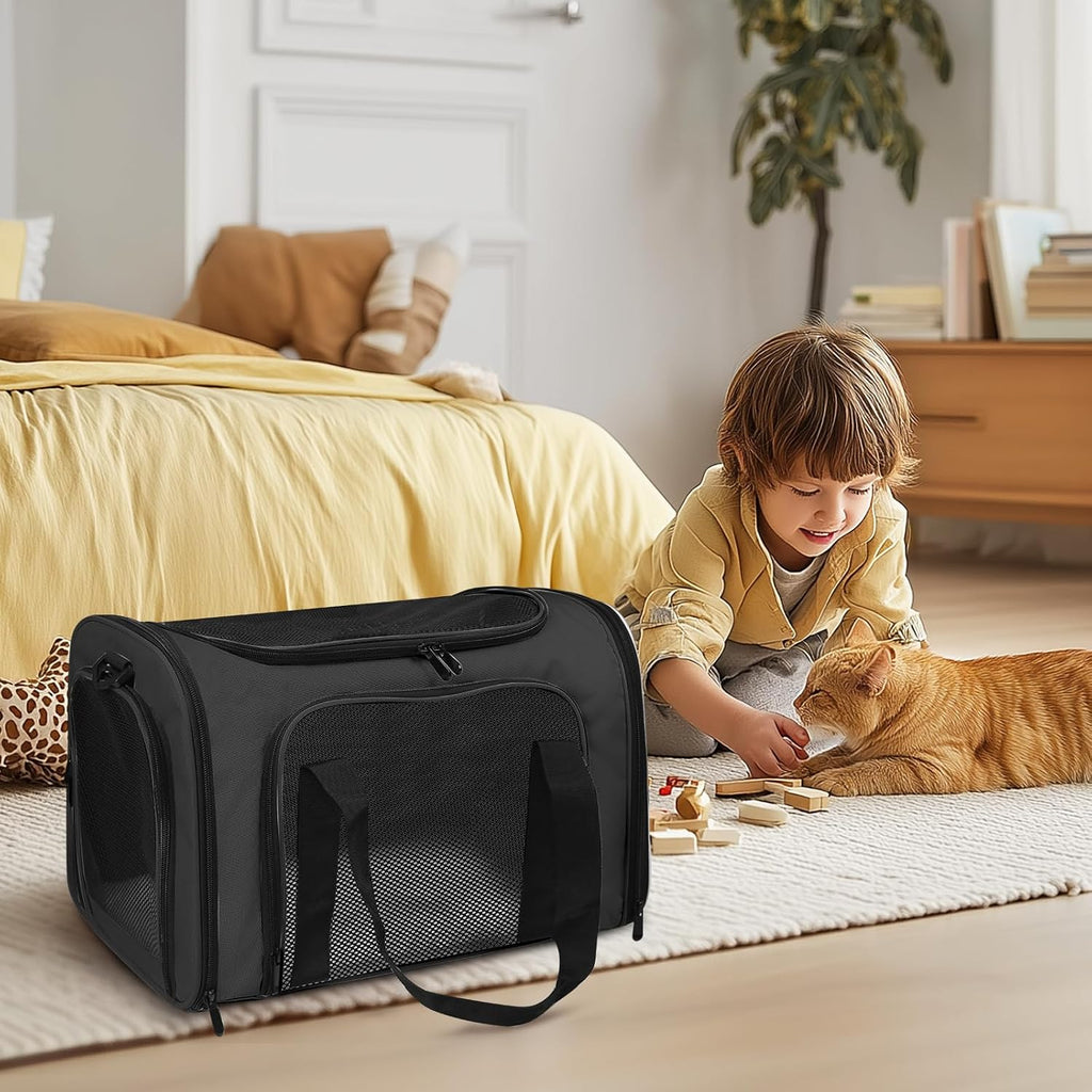 Cat Carrier Soft Up to 16 Lbs, Breathable Pet Travel Bag with Steel Frame