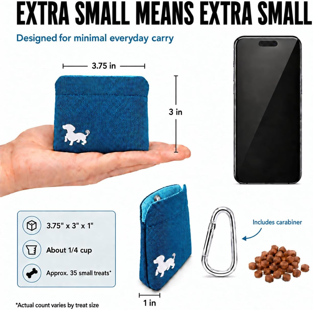Pocket Sized Dog Treat Pouch - Treat Pouches for Pet Training - Dog Treat Pouch with Magnetic Closure - Dog Walking Treat Bag for Dog Training - Turquoise
