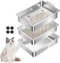 Stainless Steel Sifting Cat Litter Box for Clumping Clay Litter with High-Speed Sifting System, Large Metal Litter Box with 2 Replaceable Bottom Pans, Odor Control，Easy Clean (19.7"x13.7"x5.9")
