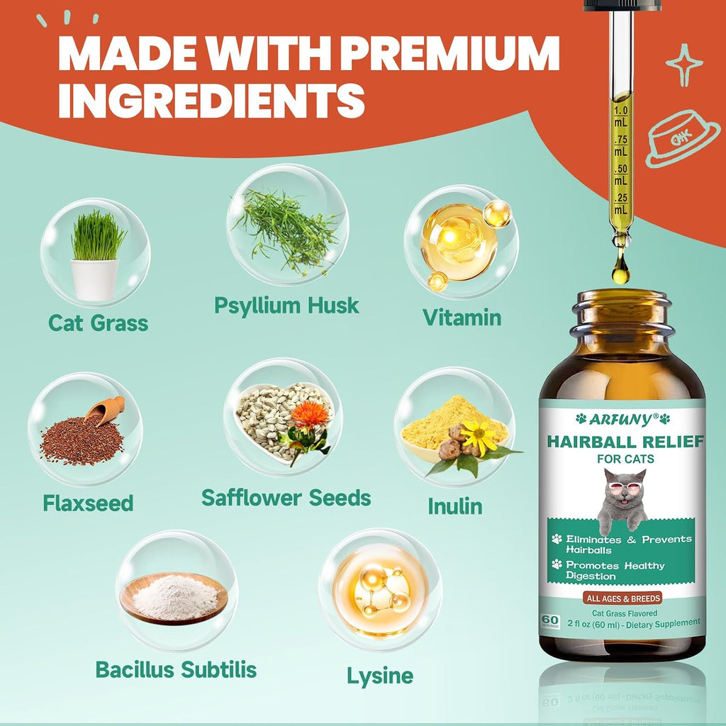 2-Pack Hairball Treatment for Cats, Cat Hairball Remedy, 120ML