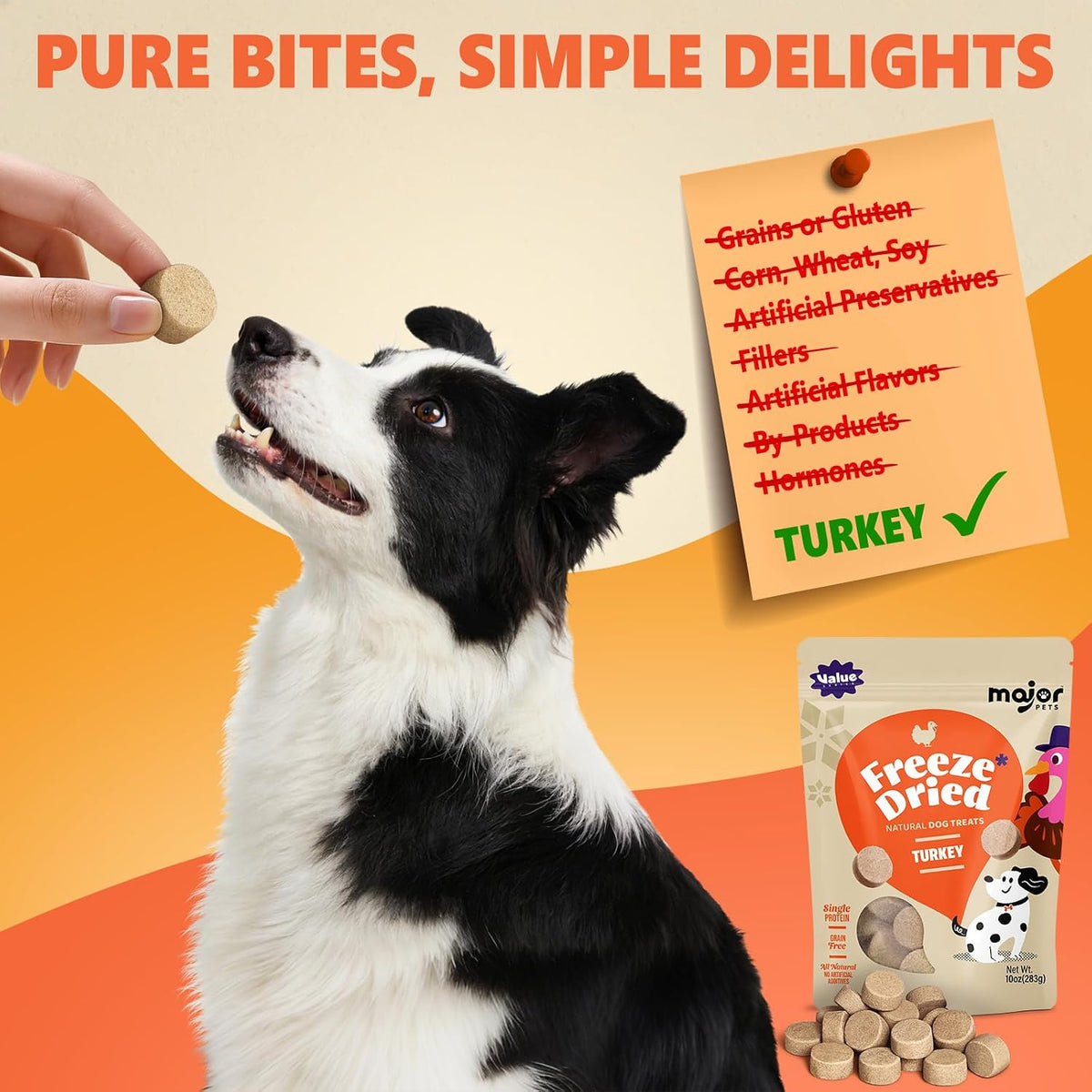 MAJOR PETS Freeze Dried Turkey Dog Training Treats, 10oz, 120+ Treats