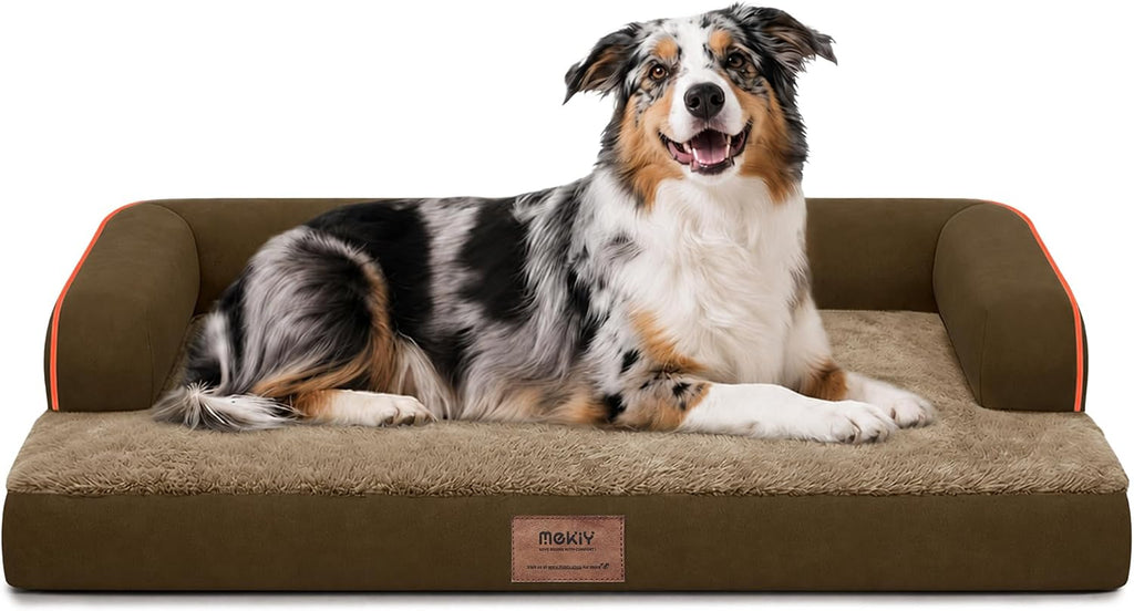 MEKIY Orthopedic Washable Dog Bed with Bolster for Large Sized Dogs