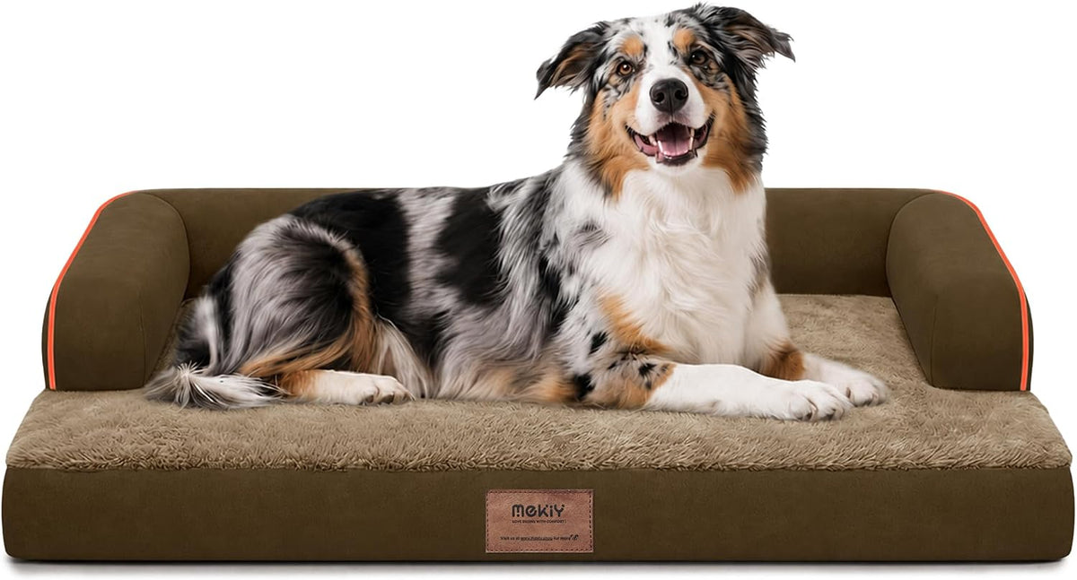 MEKIY Orthopedic Washable Dog Bed with Bolster for Large Sized Dogs