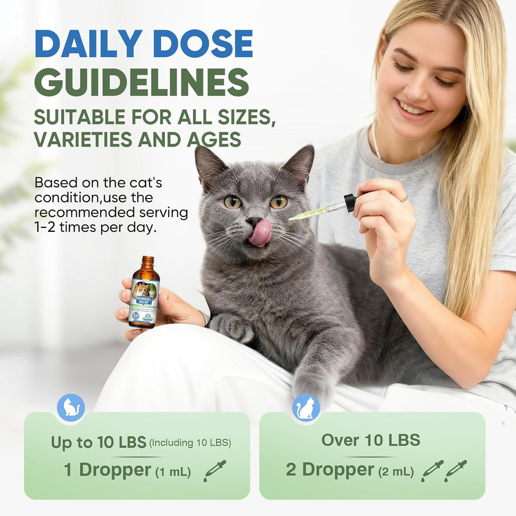 Cat Hairball Remedy Drops 60ml (2 fl oz) 2 Pack for All Breeds & Ages