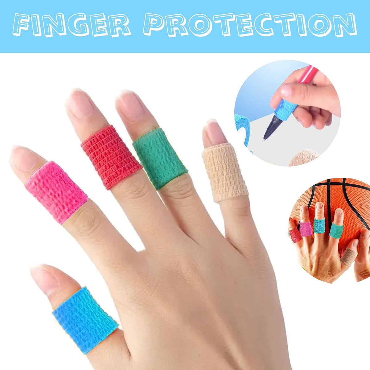 8 Pack 1 x 5 Yards Cohesive Wrap Self Adhesive Bandage Elastic Self Adherent Vet Tape for Athletic, Wrist, Ankle, Knees, Pets (Blue)