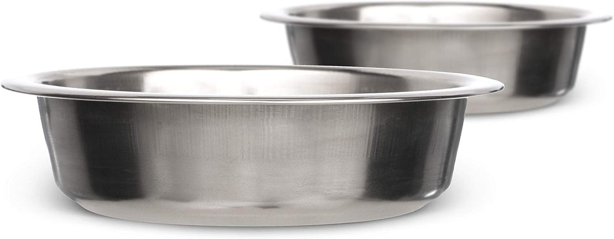 Neater Pet Brands 1.5 Cup (12 oz.) Shallow Stainless Steel Cat Bowls, Set of 2 Neater Feeder Replacement Bowls (Deluxe Model), Metal Cat Dishes for Food and Water, Whisker Friendly, Dishwasher Safe 