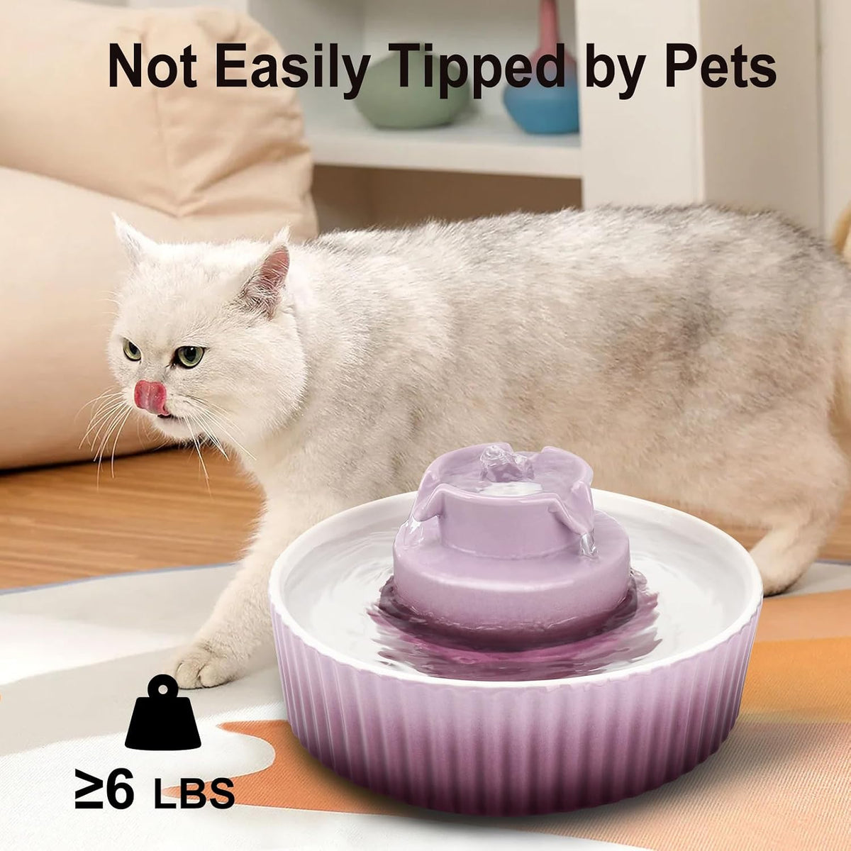 Lawfery Ceramic Cat Water Fountain, 2.1L/71oz Cupcake Pet Fountain