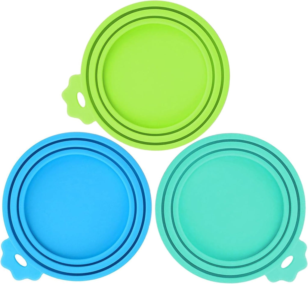 3 Pack Pet Food Can Covers, Silicone Can Lids for Dog & Cat Food