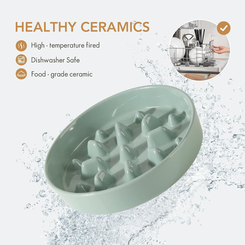 Havniva Ceramic Slow Feeder Dog Bowls, 8.3 in Slow Feeder for Medium Breed