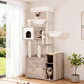 Hey-brother Cat Tree Tower, Wooden Litter Box Enclosure and Condo, MPJ115SG
