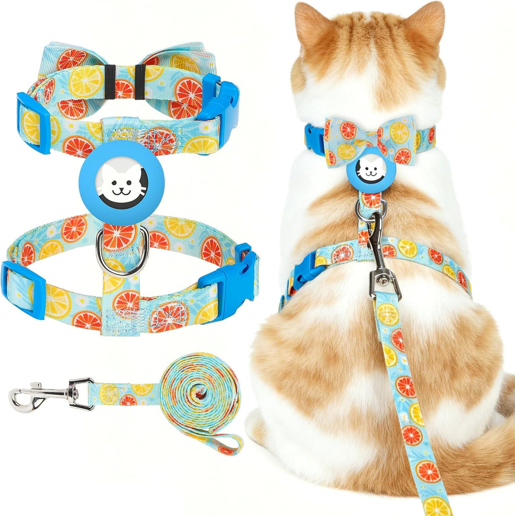 EXPAWLORER Cat Harness and Leash Set Escape Proof Vest with AirTag Holder