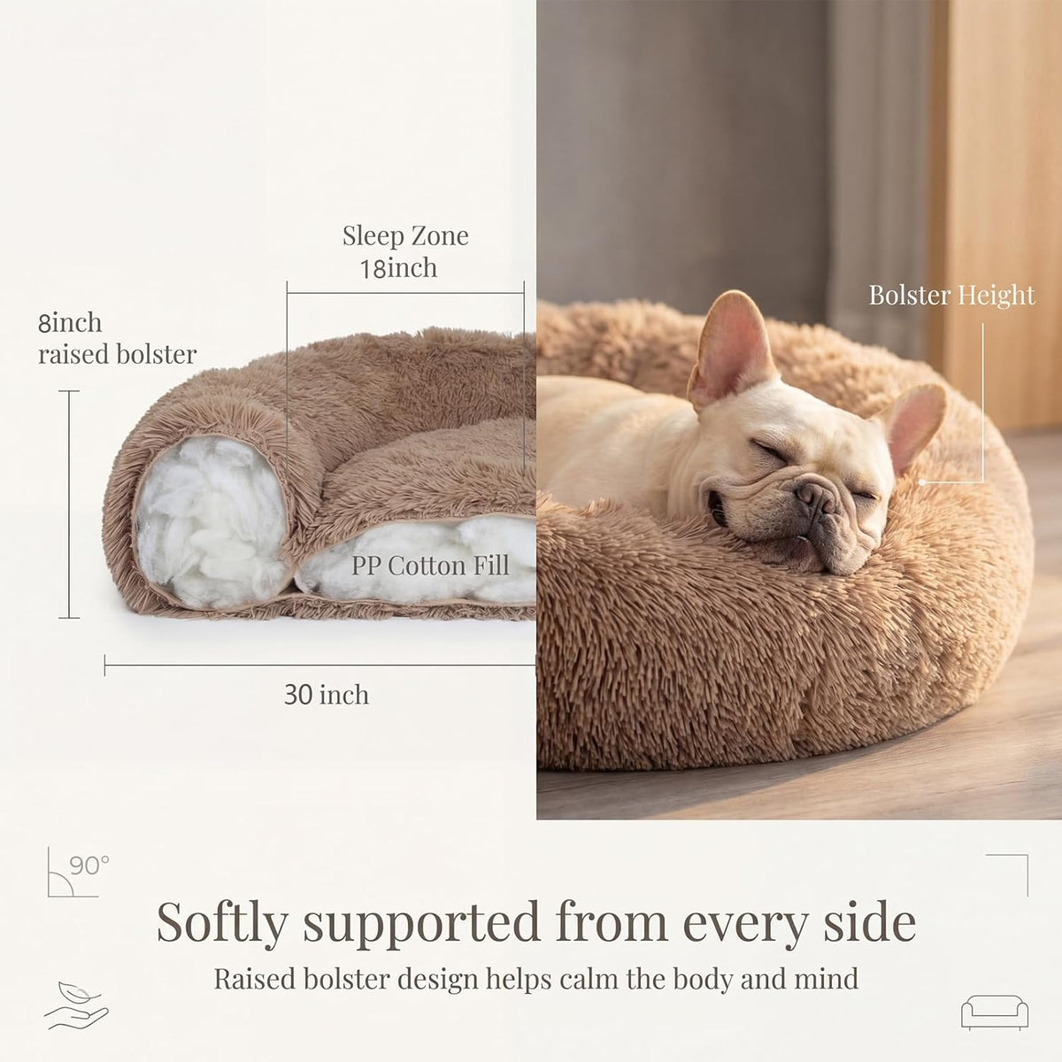 nononfish Plush Dog Bed for Small Dogs,Soft Cozy Calming Pet Bed