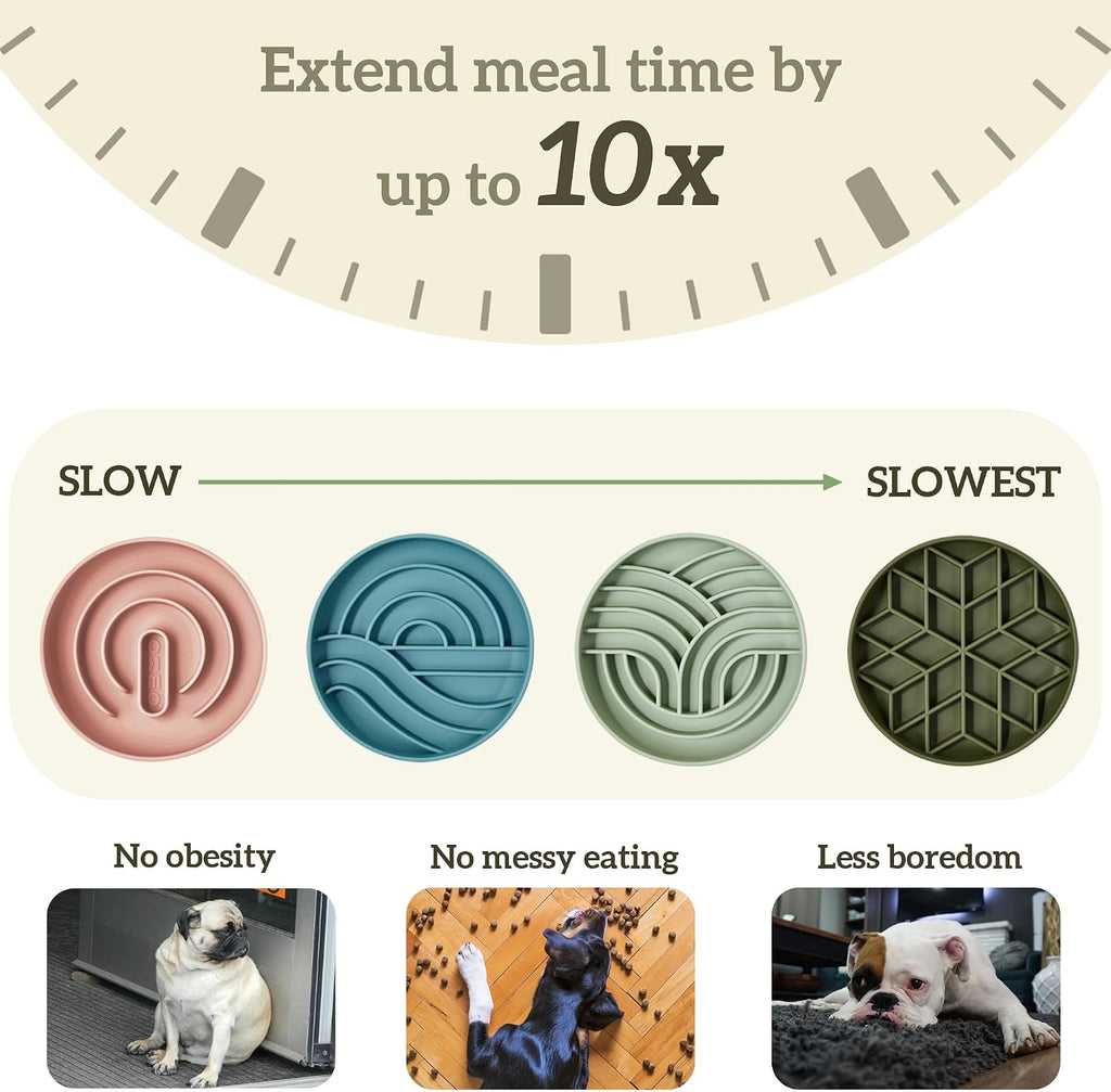 OHMO Slow Feeder Dog Bowl, 7.9" Lick Mat for Dogs, Tree of Life, Camo Green