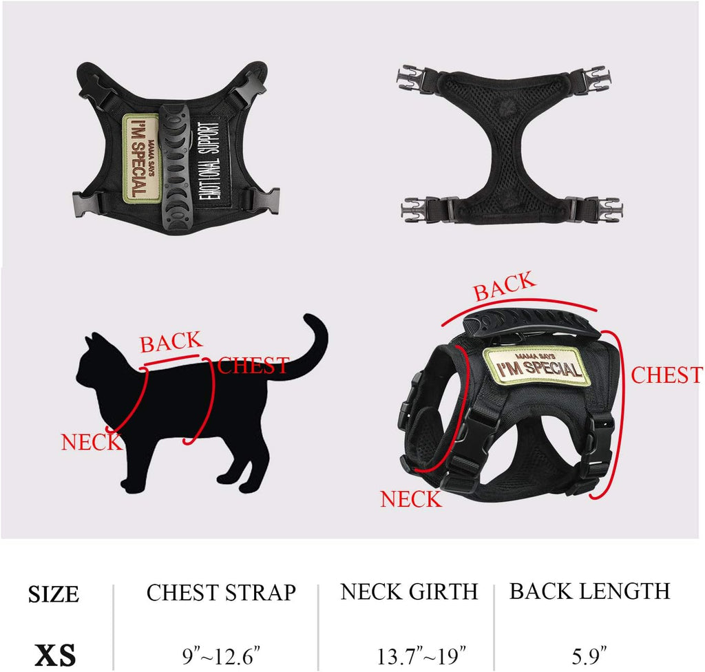 Tactical Cat Harness for Walking Escape Proof, Soft Mesh Adjustable Pet Vest Harness for Large Cat,Small Dog