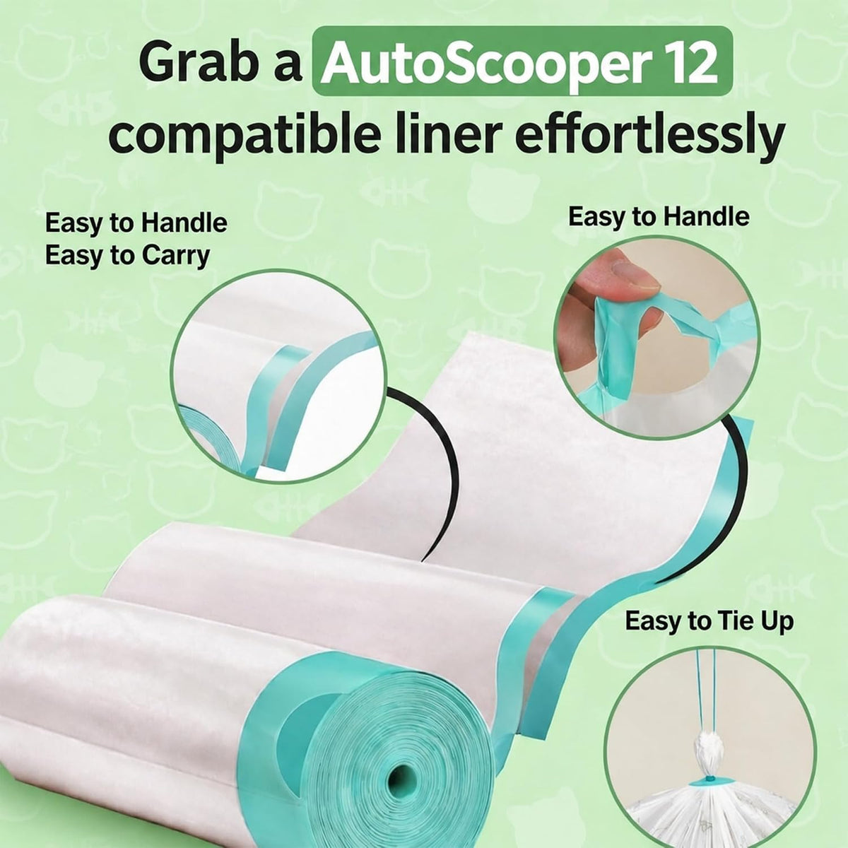 Extra Thick Litter Bags for Petpivot Autoscooper 11/12 Litter Box, 100 Bags