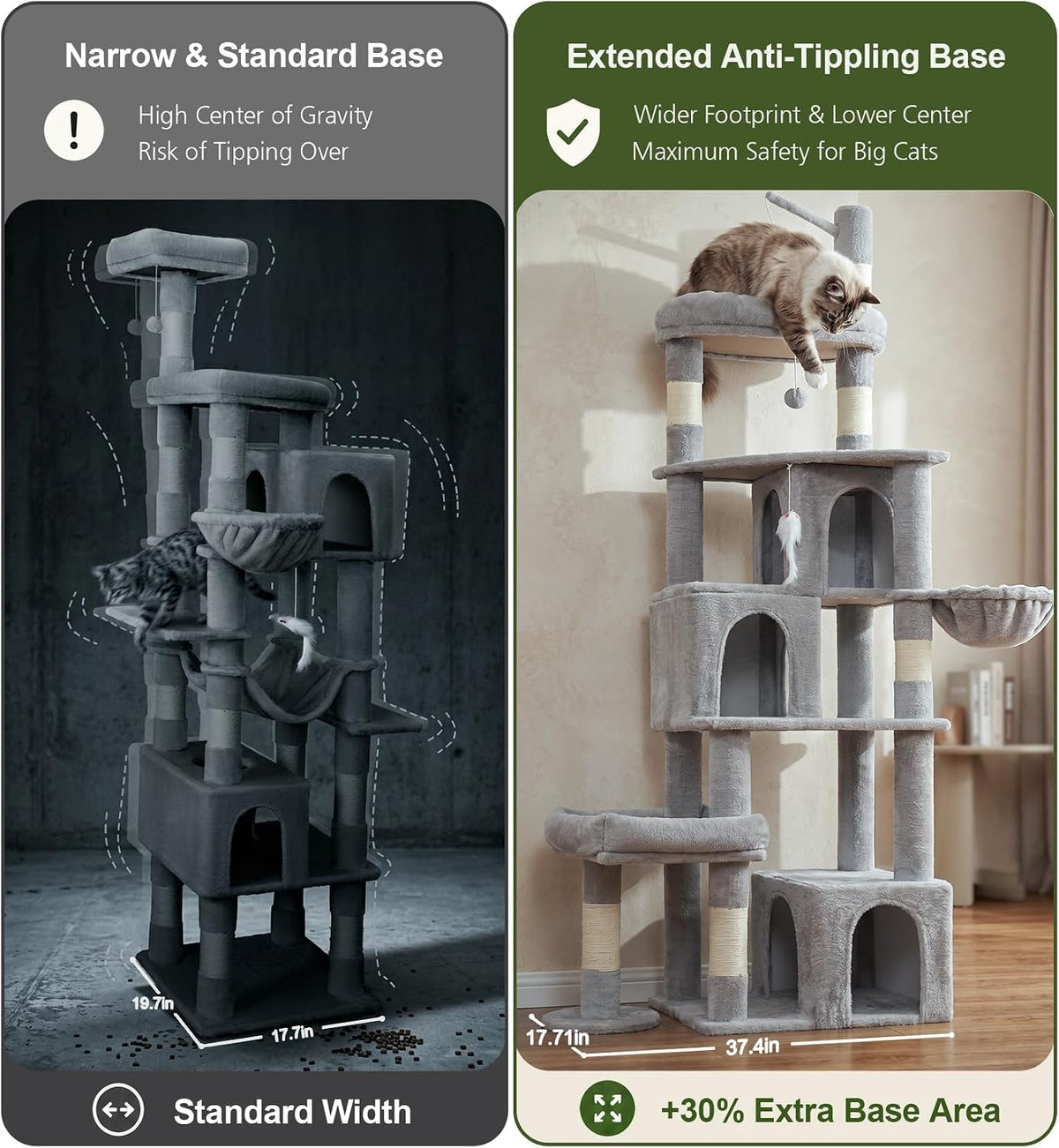 Heavy Duty Cat Tree Tower, 74 Inch Cat Trees for Large Cats