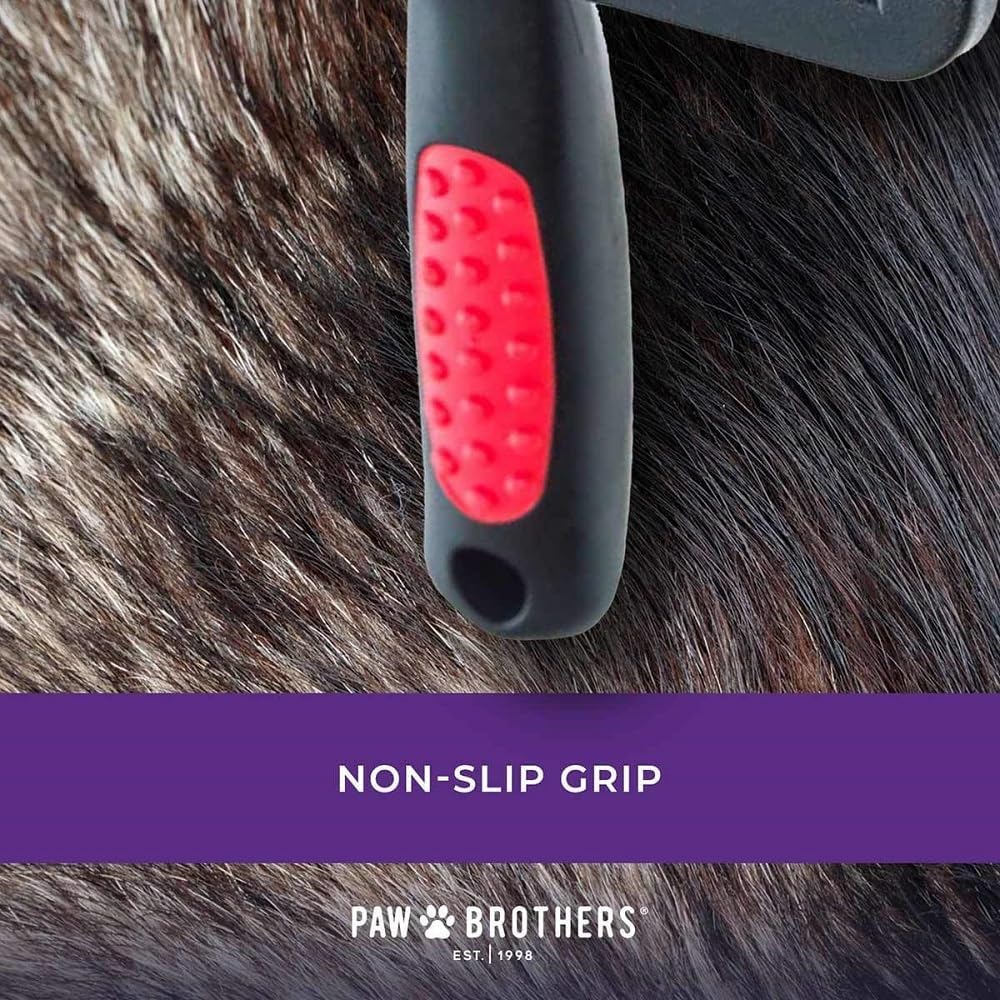 Paw Brothers Soft Pin Curved Slicker Brush for Dogs, Coated Tips, Maximum Coverage, Gentle on Skin, Size 3" x 5.5", Small 