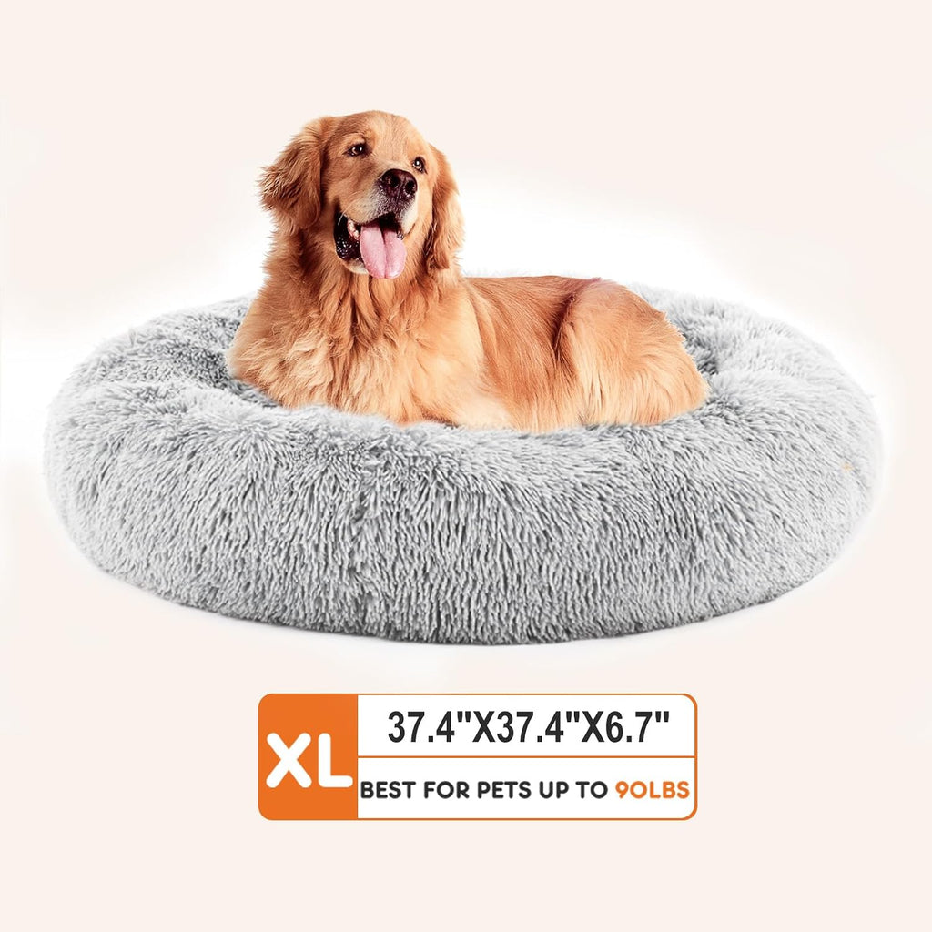 NEWBULIG 37x37 Inch Donut Dog Bed for Indoor Use, Fluffy Large Pet Sofa