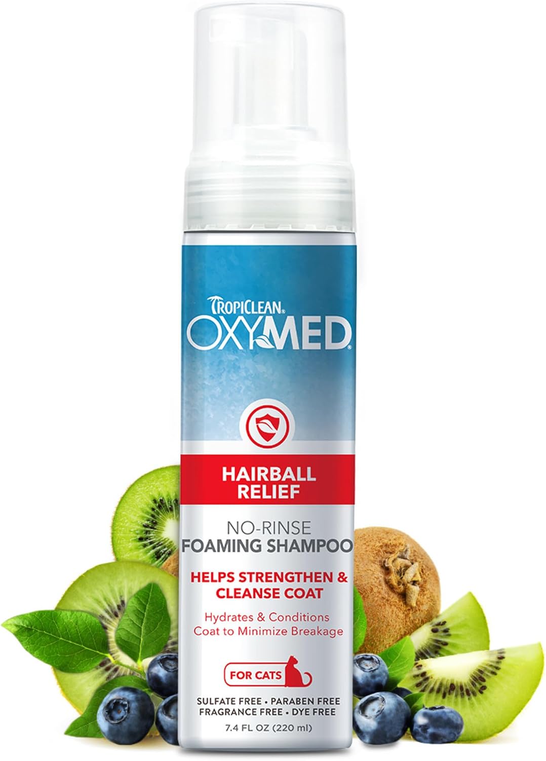 TropiClean OxyMed Waterless Dry Shampoo for Cats, Hairball Relief, 7.4oz