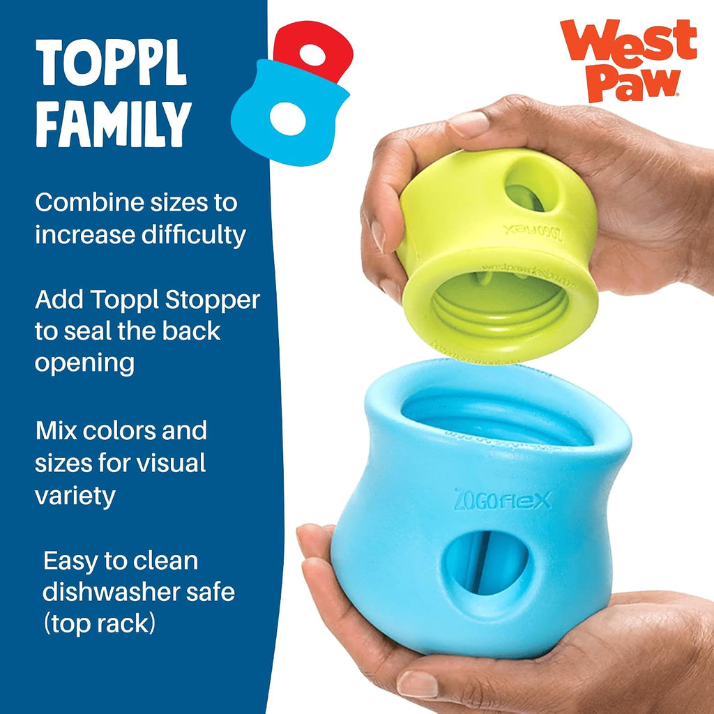 WEST PAW Zogoflex Toppl Interactive Treat Dispensing Puzzle Dog Toy for Mental Stimulation & Enrichment-Holds Kibble & Treats-Lickable, Freezable & Dishwasher Safe-Made in USA-Small-Tangerine