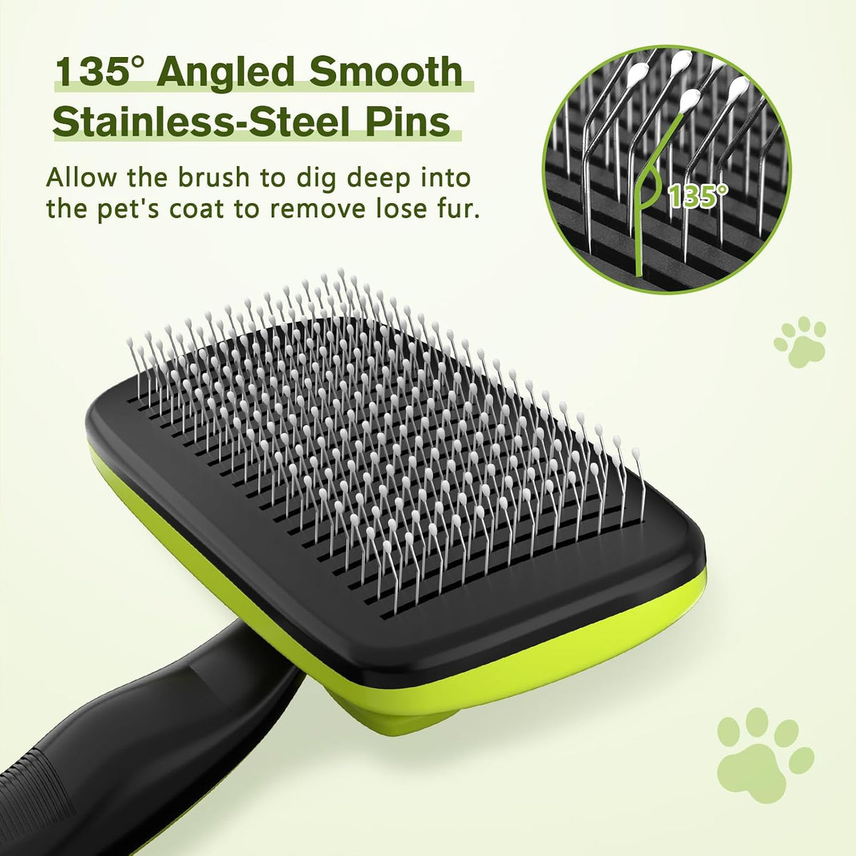 Pecute Skin Friendly Self-Cleaning Slicker Brush for Dog & Cat Shedding | 1 click clean, Lightweight, Undercoat hair removal, For short/long/double/white coats