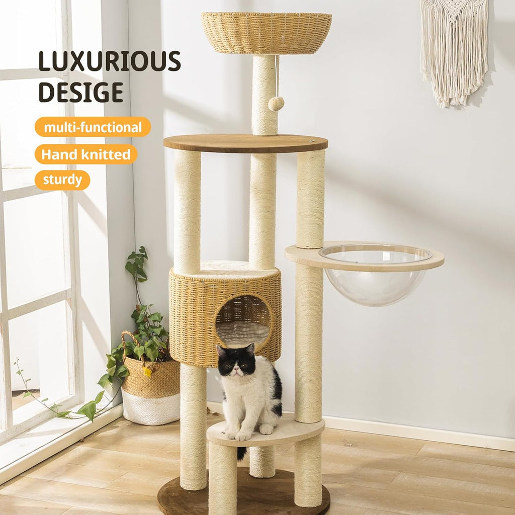 SHODMI 58-Inch Modern Multi-Level Cat Tree Tower for Large Indoor Cats