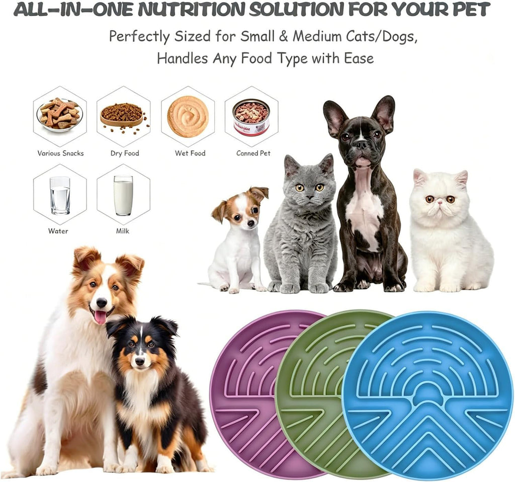 Slow Feeder Dog Bowl for Large & Small Pets, Anti Choking Puzzle Dog Food Bowl with Non-Slip Base, Interactive Pet Slow Eating, Silicone Cat Feeder for Puppies Dogs Cats