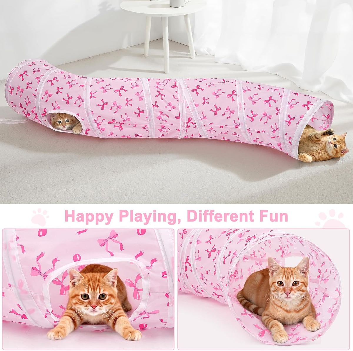 Glittme S-Shape Cat Tunnel, Foldable Cat Tunnels for Indoor Cats