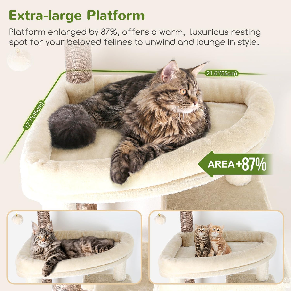 Globlazer Giant Cat Tree for Indoor Large Cats, 83in, F83, Beige