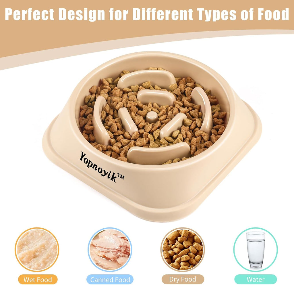 2 Pack Slow Feeder Dog Bowls for Medium Dogs & Cats | Non-Slip Base, Anti-Choking Design, Reduces Bloating & Overeating, Easy to Clean, 1.5-2 Cups