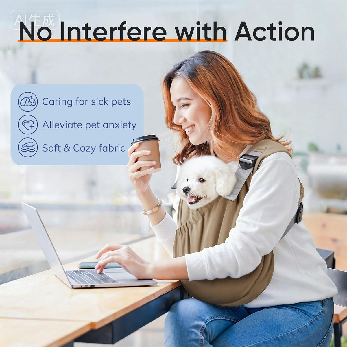 Supet Dog Sling Carrier for Pets, Adjustable Hands Free Front Chest Pouch