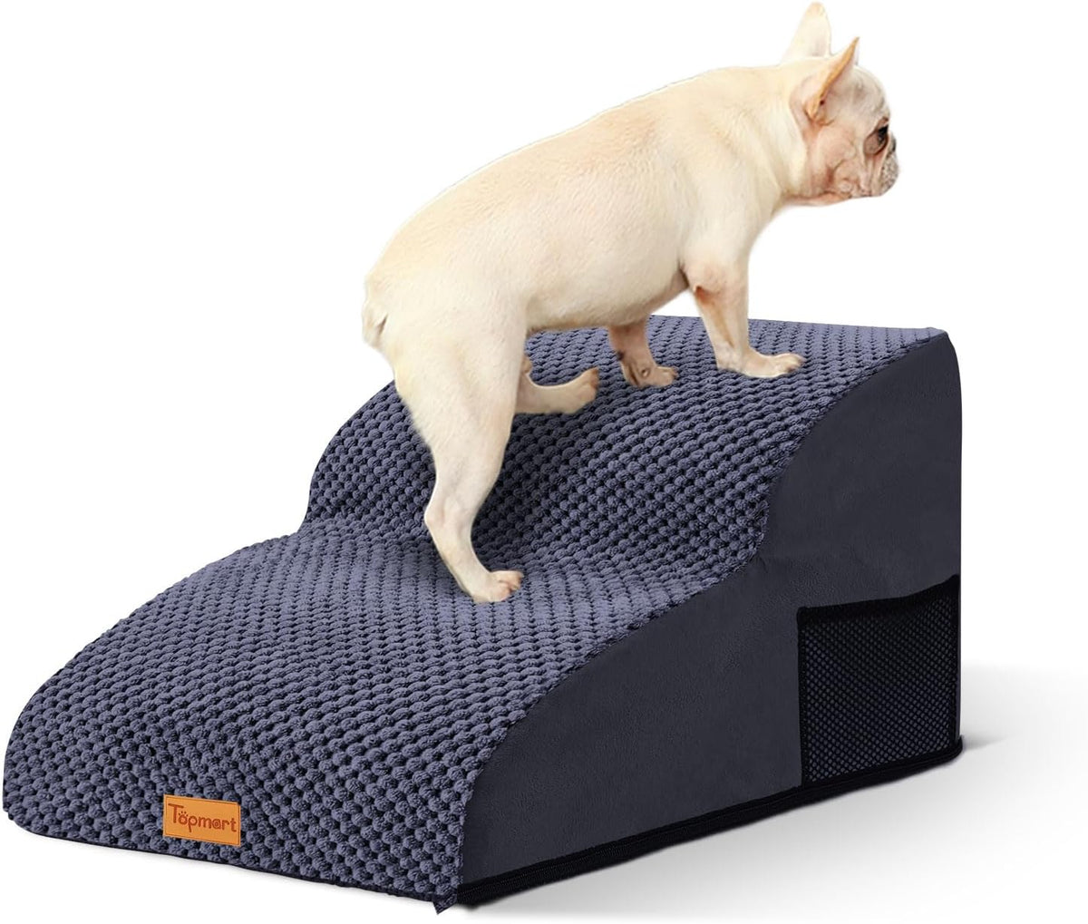 2-Step Dog Stairs for Small Dogs, Non-Slip Foam Pet Steps for Low Couch Bed
