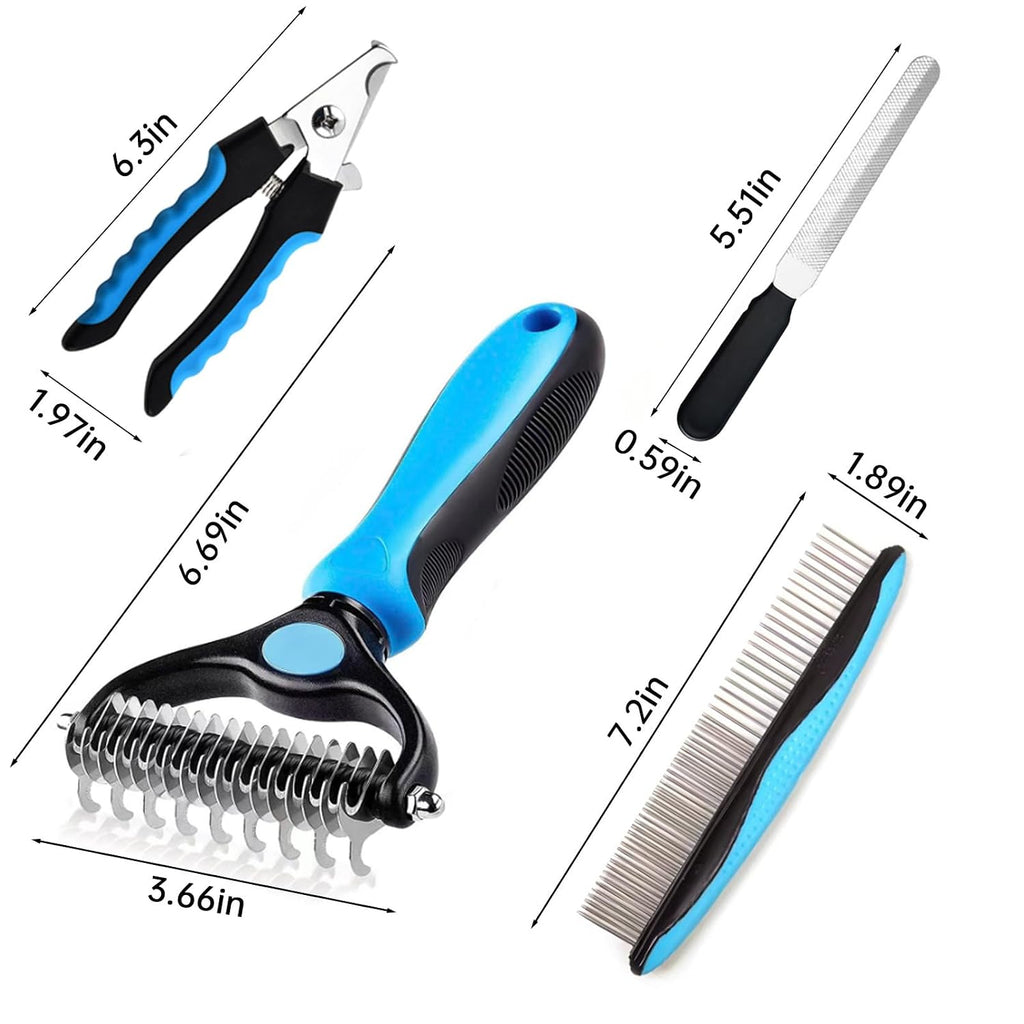 4 PCS Dog and Cat Grooming Kit Pet Hair Remover Brushes