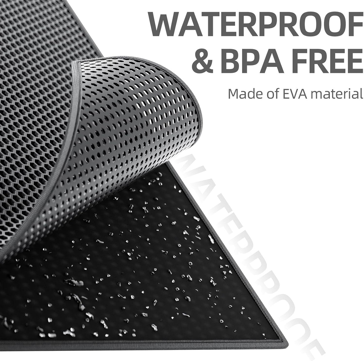 ESTHELLO Cat Litter Mat Honeycomb Double Layer Design 36’’ x 30’’ Black
