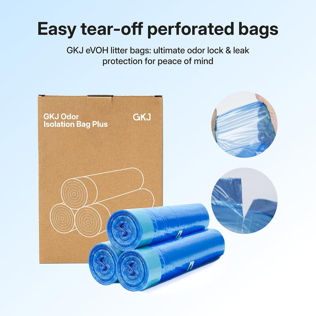 GKJ Cat Litter Refill Bags, Replaced Cat Waste Bags for Plus Litter Trash Can, 3 Rolls, 48 Bags Total, 7-Layer EVOH Odor Control, One-Pull Seal