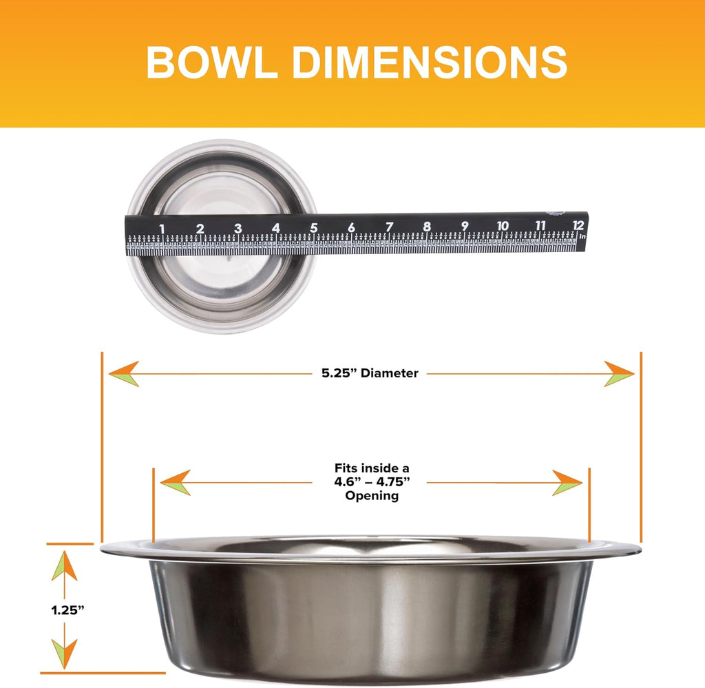 Neater Pet Brands 1 Cup (8 oz.) Shallow Stainless Steel Cat Bowls, 1 Single Neater Feeder Replacement Bowl (Express & Deluxe), Metal Cat Dishes for Food and Water, Whisker Friendly, Dishwasher Safe 