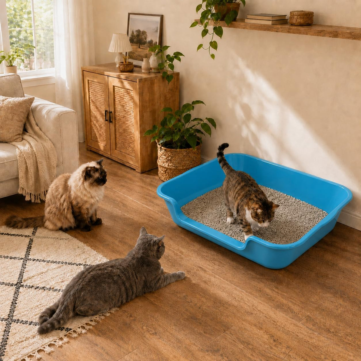 Extra Large Low Entry ABS Cat Litter Box, Yellow, 24" L x 20" W, 2 Pack | Durable low entry litter box, non-stick, odor-free, ideal for seniors, kittens, rabbits, large cats and multi-pet homes.