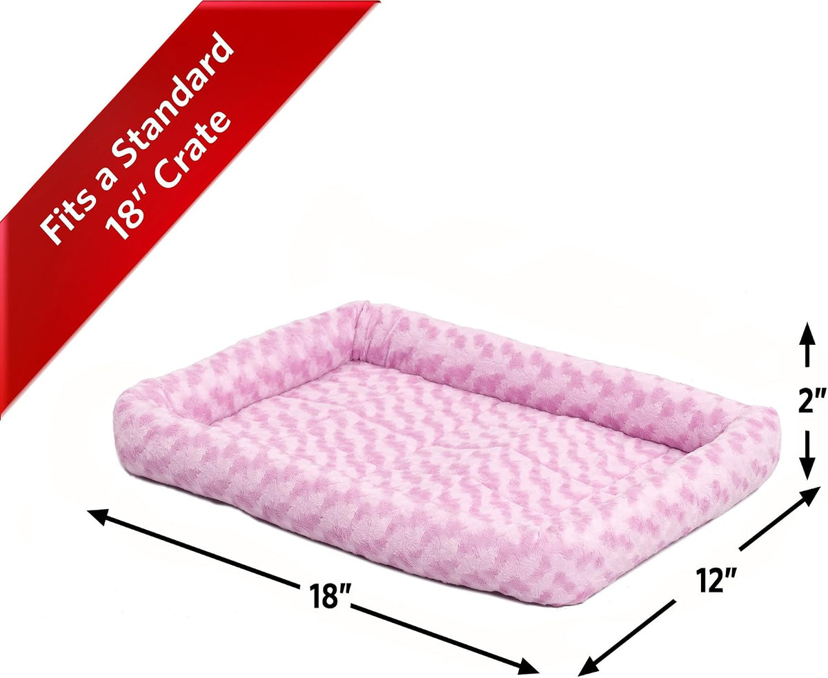 MidWest Homes for Pets QuietTime Fashion XXS Dog Bed - Pink Faux Fur Bolster, Ultra-Soft and Machine Washable, Fits 18-Inch Crates and Carriers, for Small Dogs and Cats