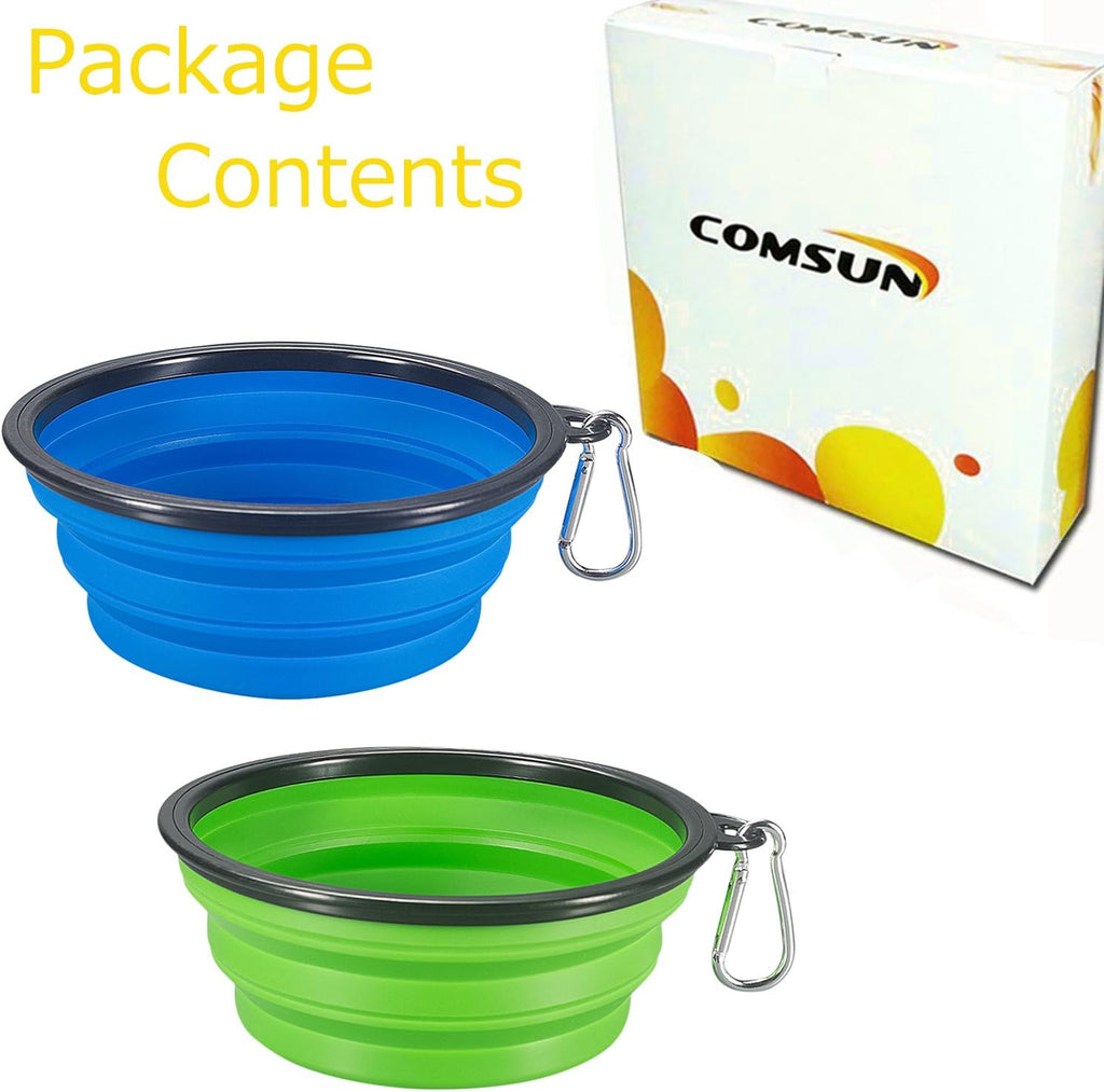 2-Pack Extra Large Size Collapsible Dog Bowl, Foldable Bowls for Dog | Expandable Cup Dish for Pet Cat Food Water Feeding Portable Travel Bowl Blue and Green 