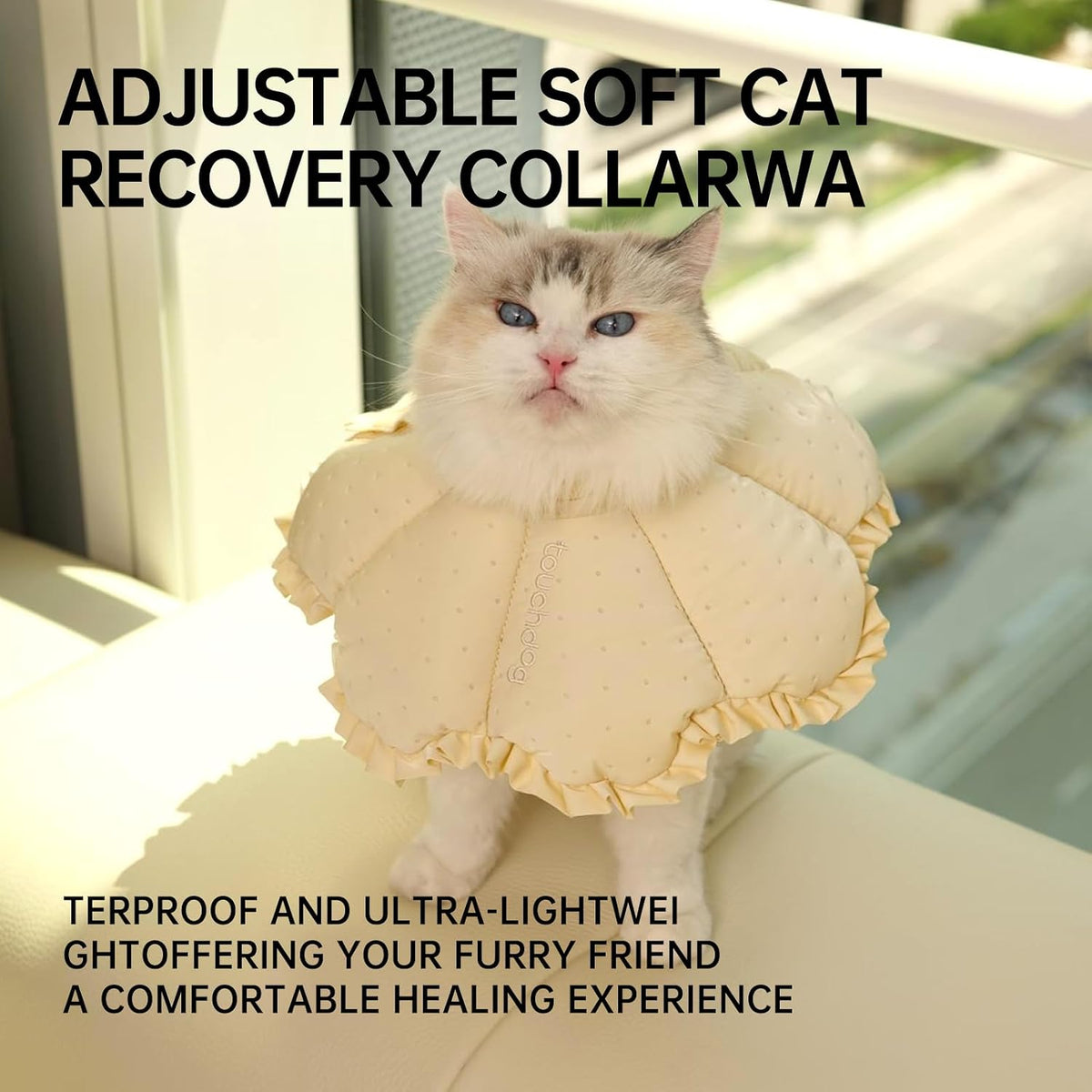 Touchdog Soft Cat Cone Collar, Waterproof Recovery Collar for Cats After Surgery, Lightweight Elizabethan Collar for Kittens, Small to Large (Yellow, M)