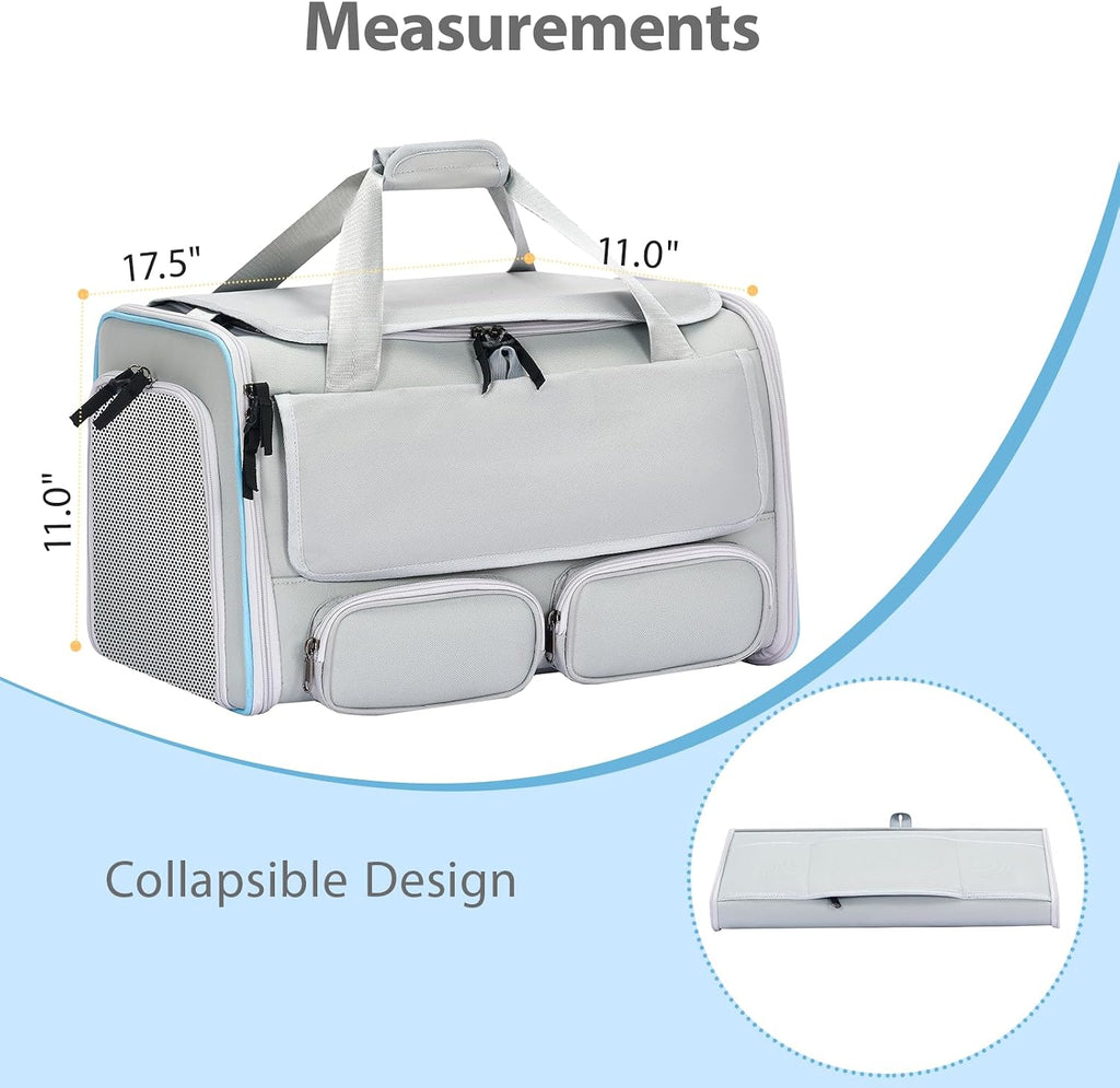 Cat Carrier for Pets up to 15 lbs, Soft-Sided Collapsible Pet Carrier