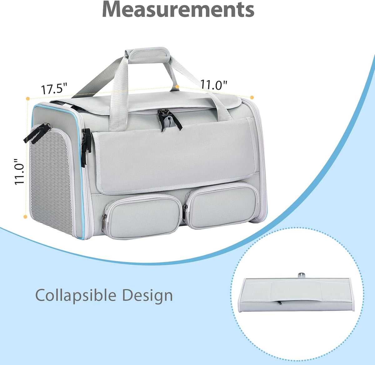 Cat Carrier for Pets up to 15 lbs, Soft-Sided Collapsible Pet Carrier