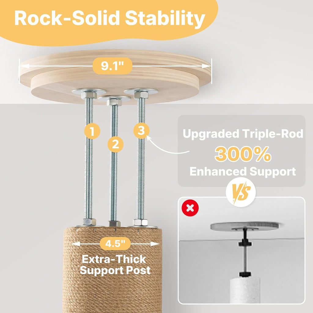 Veehoo Floor to Ceiling Cat Tree, 61-110" Adjustable Tall Tension Cat Tower