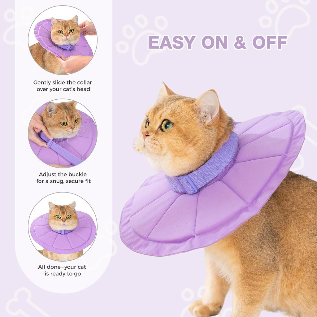 Avont Inflatable Cat Cone, Lightweight Recovery Collar, M Purple