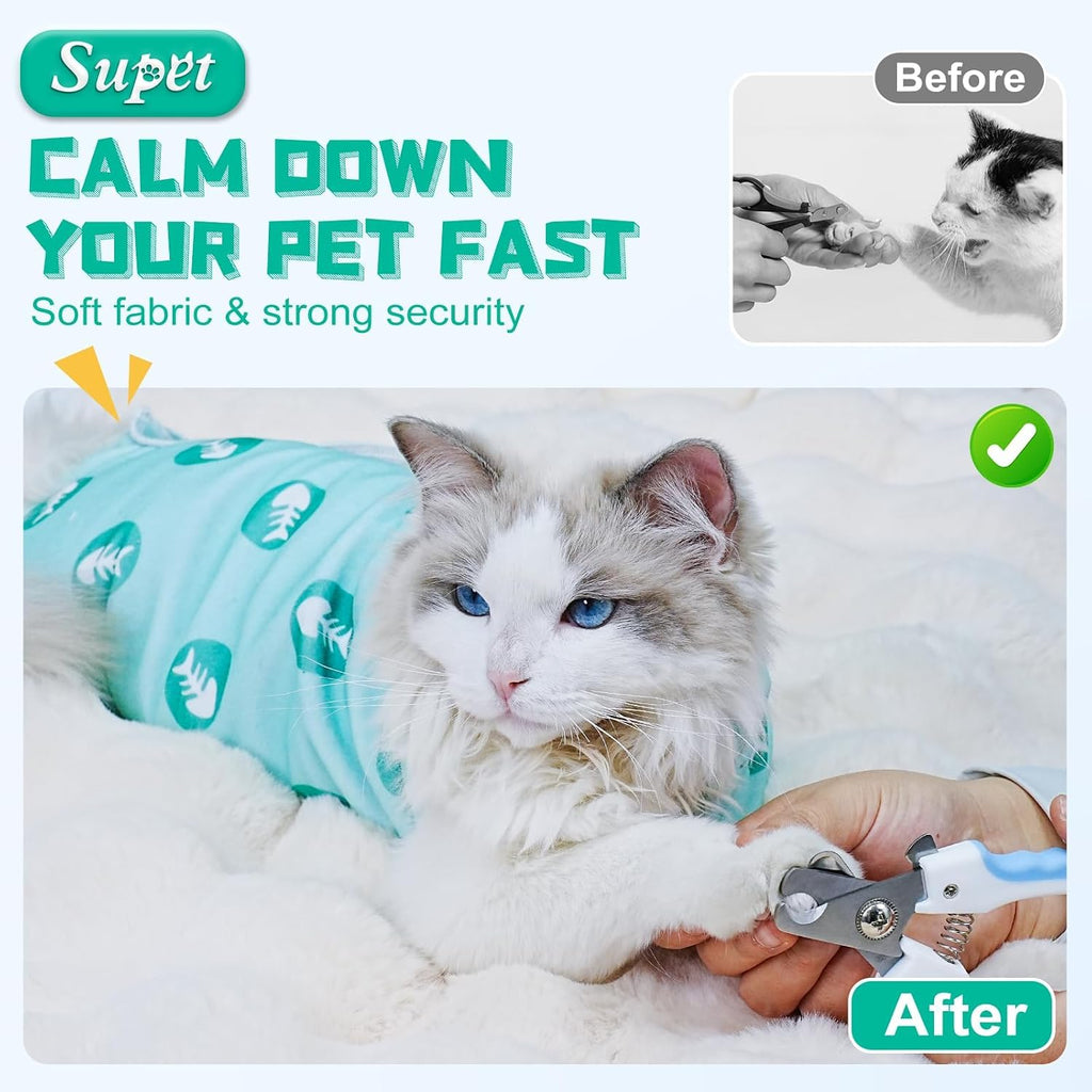 Supet Cat Grooming Wrap for Nail Trimming, Self-Adherent Calm Cat Swaddle